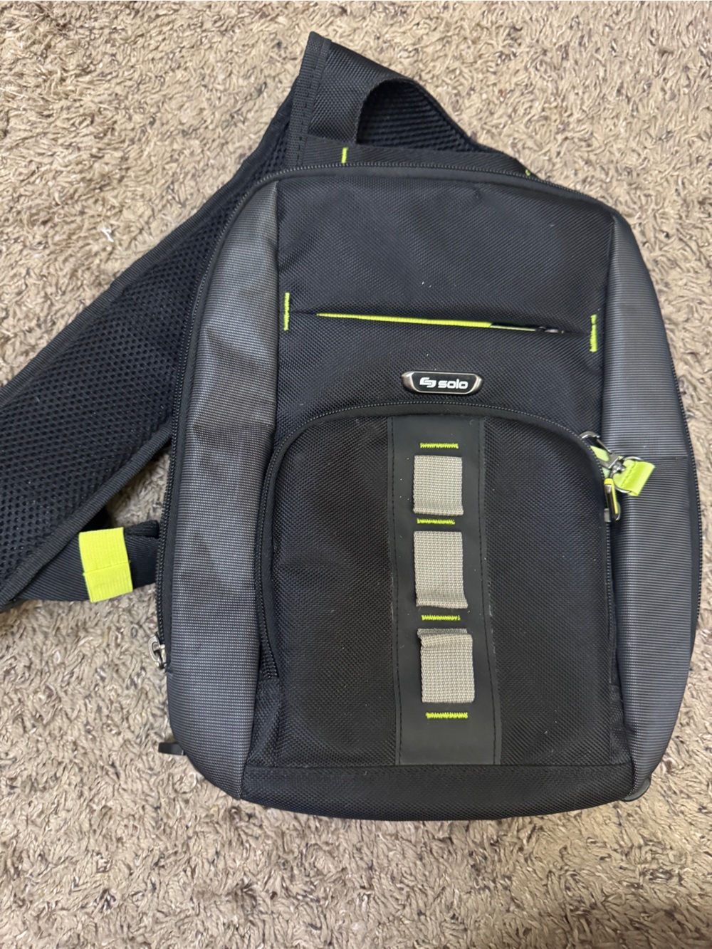 Solo Black Sling tablet  Bag with Lime Accent